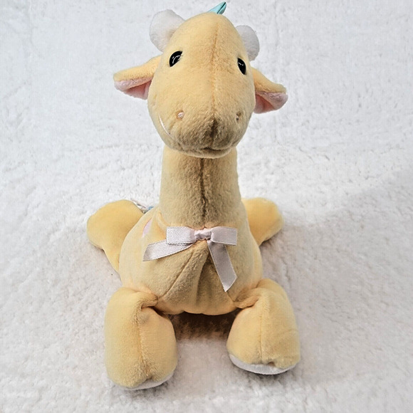 Eden Giraffe Plush Baby Yellow w Pink Blue Spots Yarn Tail Vtg Stuffed Animal - Picture 5 of 9